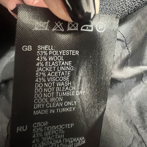 Reiss Women's Long Sleeve Lined One Button Blazer Black Size 8 Wool Blend - Picture 8 of 8